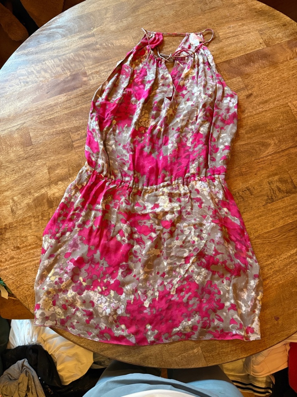 Parker Pink and Gold Abstract Mini Dress